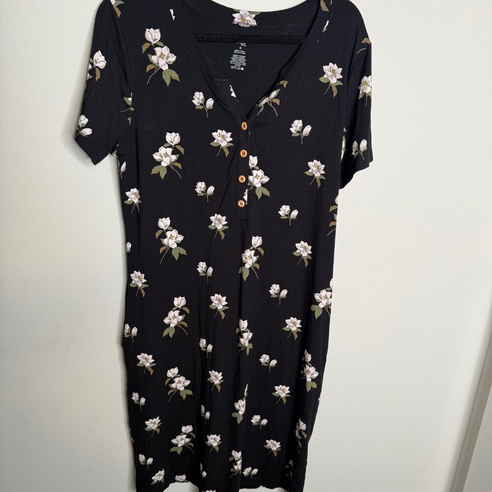 Kyte‎ Women's Tiered Lounge Midi Dress in Big Midnight Magnolia - Size M Medium